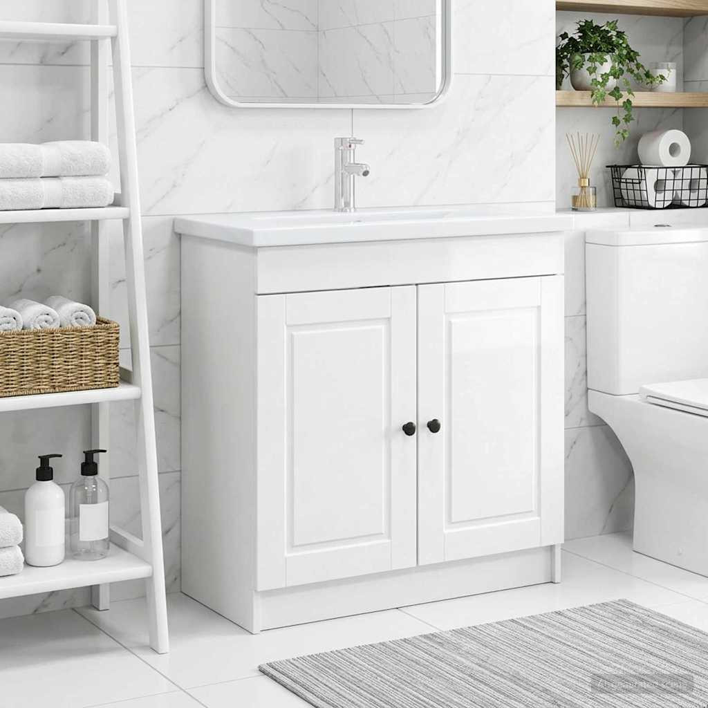 vidaXL Unter dem Waschbecken Badschrank Hochglanz Weiß