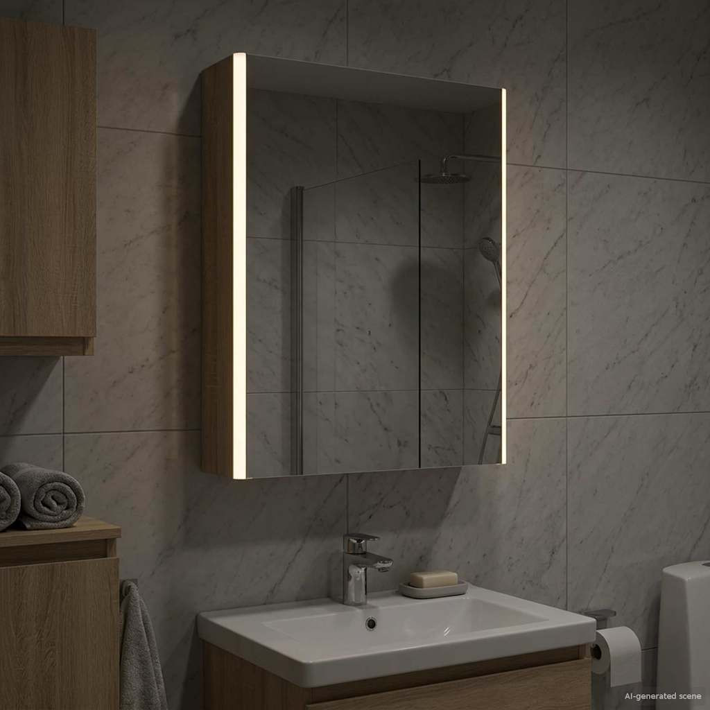 vidaXL Badezimmerspiegelschrank Sonoma-Eiche 53,5 x 15,5 x 70 cm