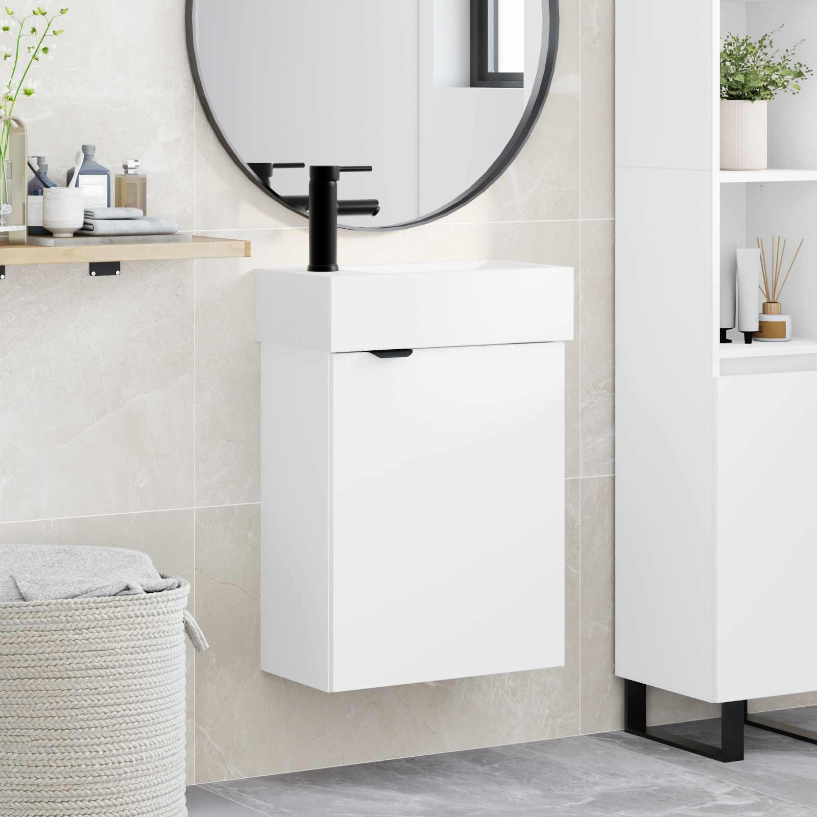 vidaXL Badezimmer Waschtischunterschrank mit Wasserhahn Weiß