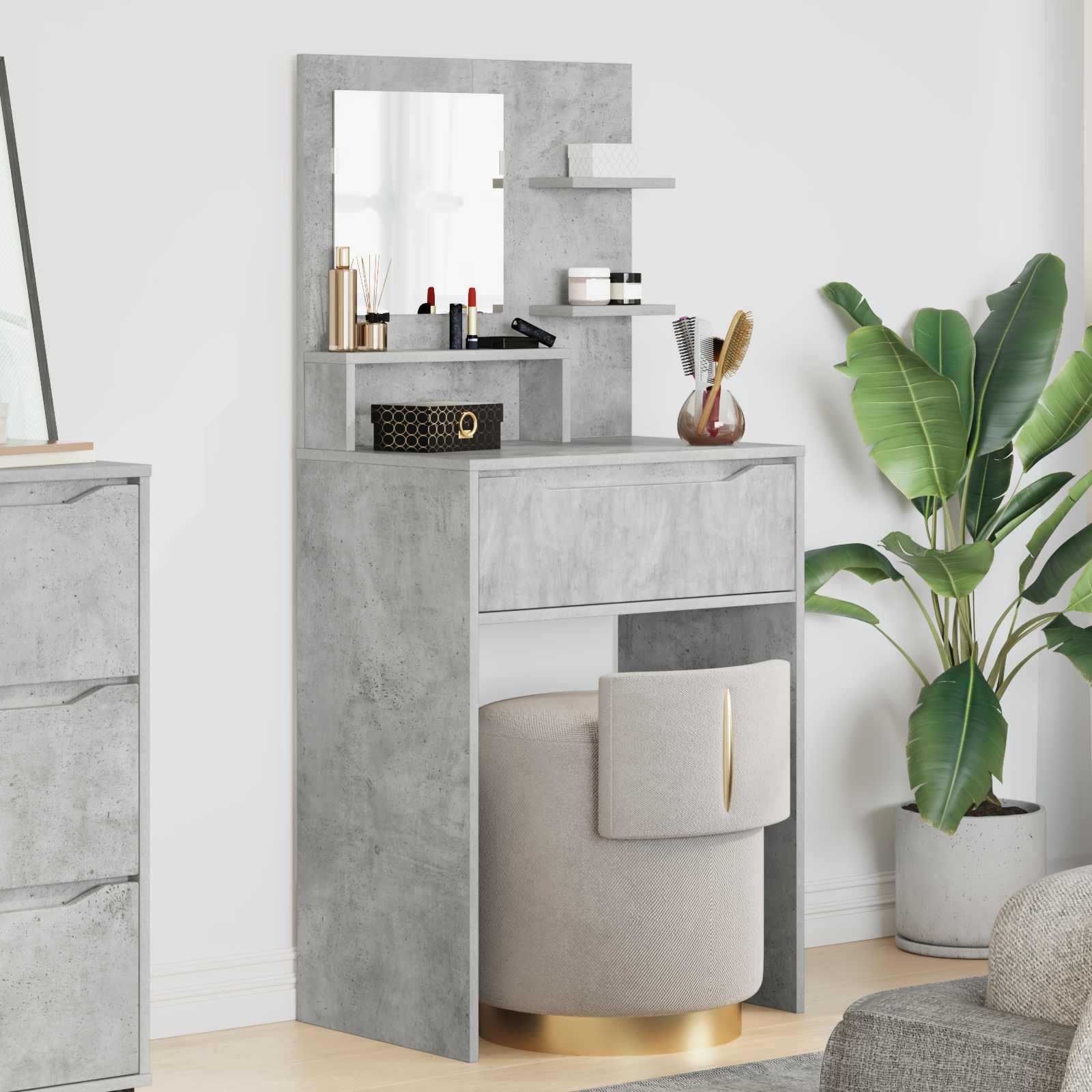 vidaXL Schlafzimmer-Frisiertische Beton Grau 80 x 39,6 x 135 cm
