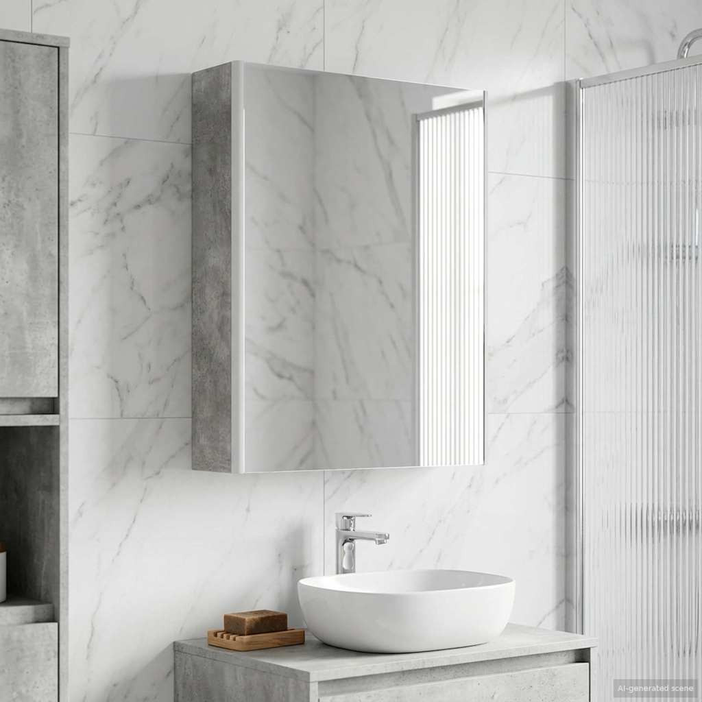 vidaXL Badezimmerspiegelschrank Beton Grau 53,5 x 15,5 x 70 cm