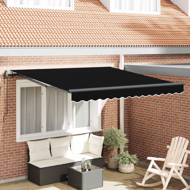 vidaXL Ausziehbare Markise Schwarz 300 x 250 cm Stoff und Aluminium