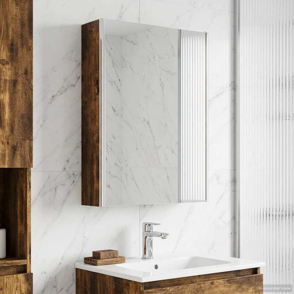 vidaXL Badezimmerspiegelschrank Geräucherte Eiche 53,5 x 15,5 x 70 cm