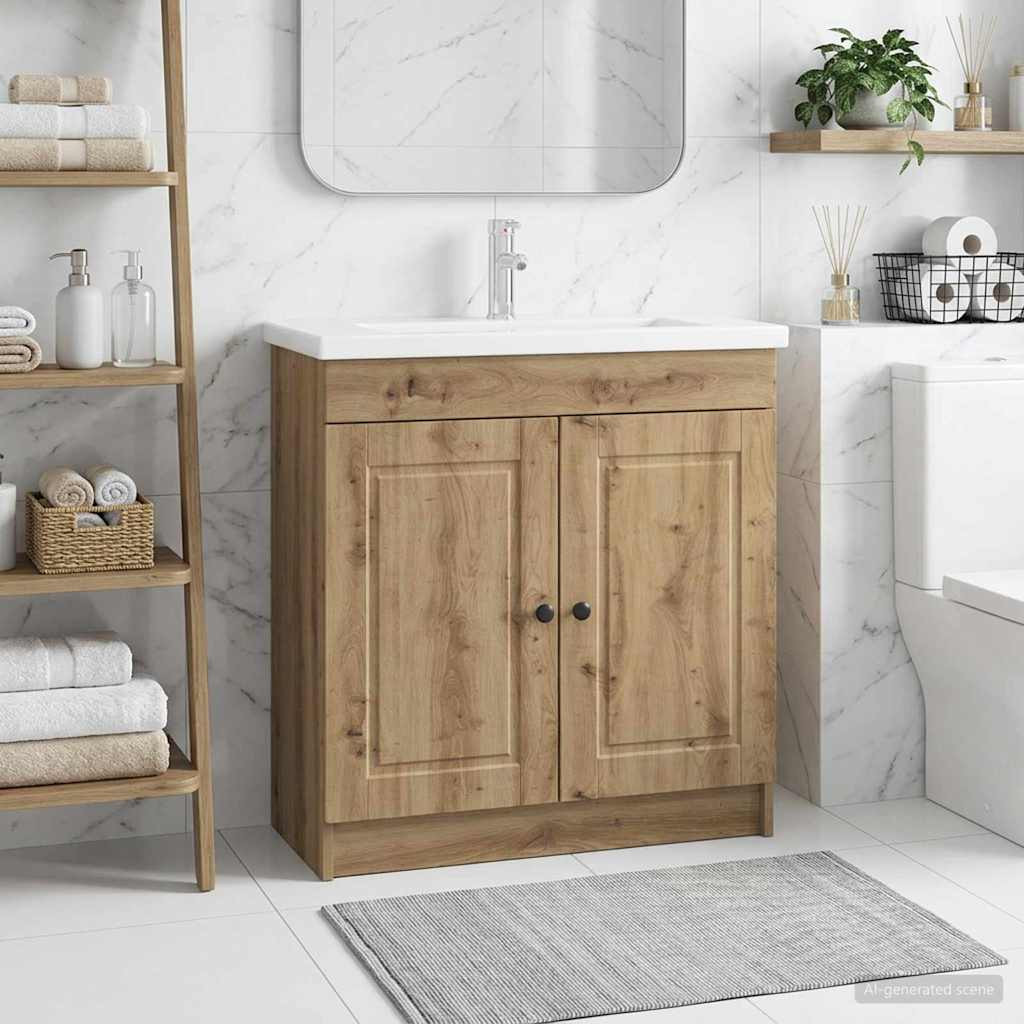 vidaXL Unter dem Waschbecken Badschrank Artisan-Eiche