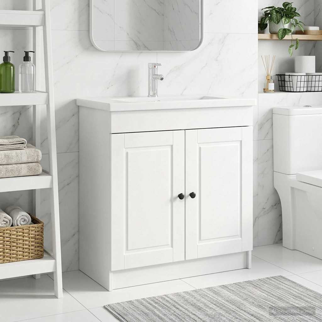 vidaXL Unter dem Waschbecken Badschrank Weiß 78,5 x 37,5 x 81 cm