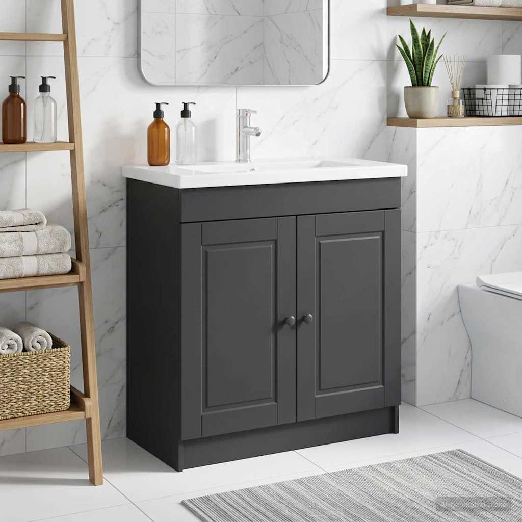 vidaXL Unter dem Waschbecken Badschrank Schwarz 78,5 x 37,5 x 81 cm