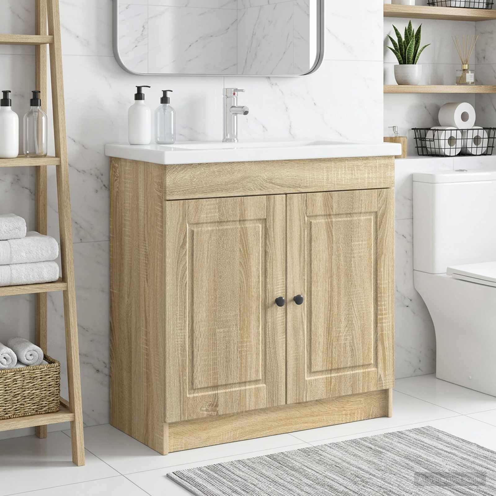 vidaXL Unter dem Waschbecken Badschrank Sonoma-Eiche