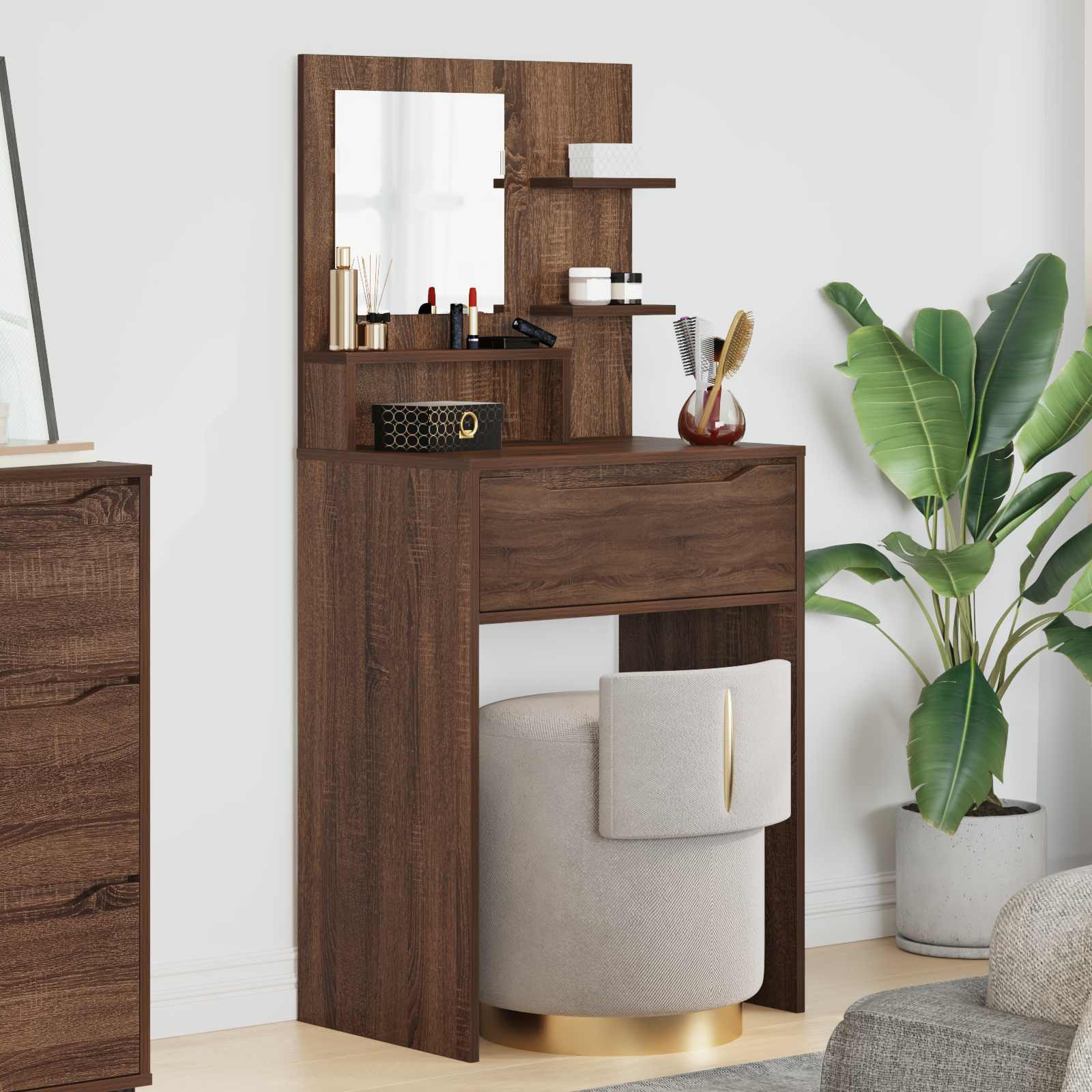 vidaXL Schlafzimmer-Frisiertische mit Schubladen Braun Eichen-Optik