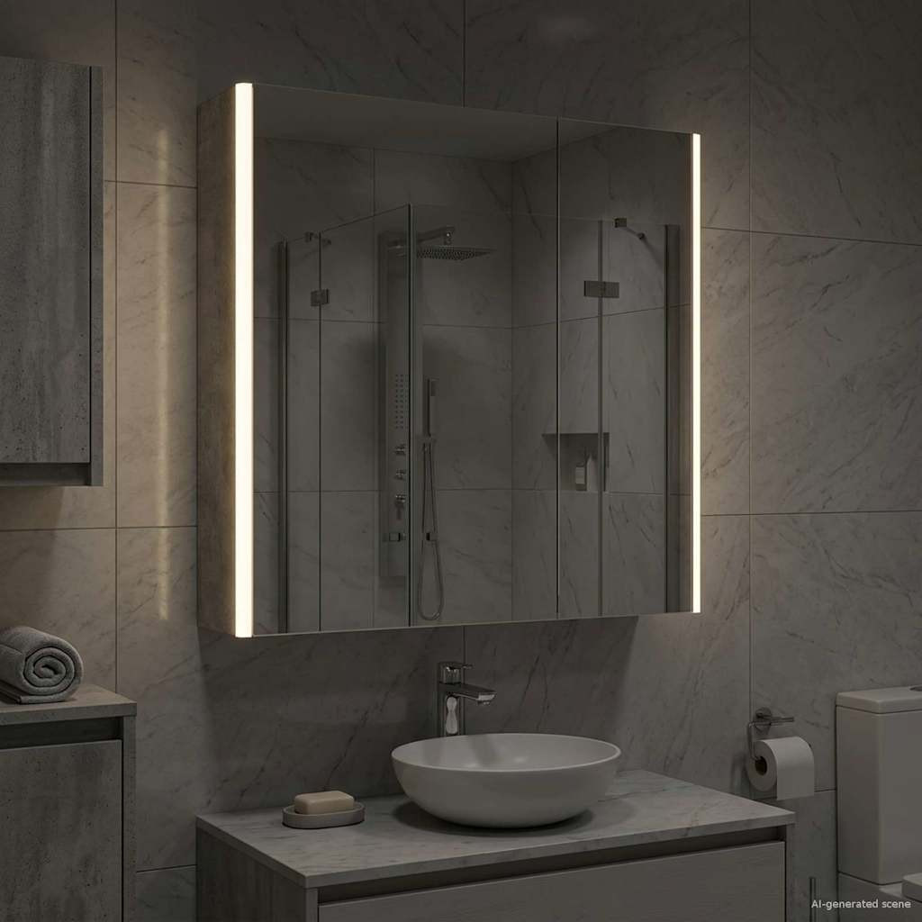 vidaXL Badezimmerspiegelschrank Beton Grau 63,5 x 15,5 x 70 cm