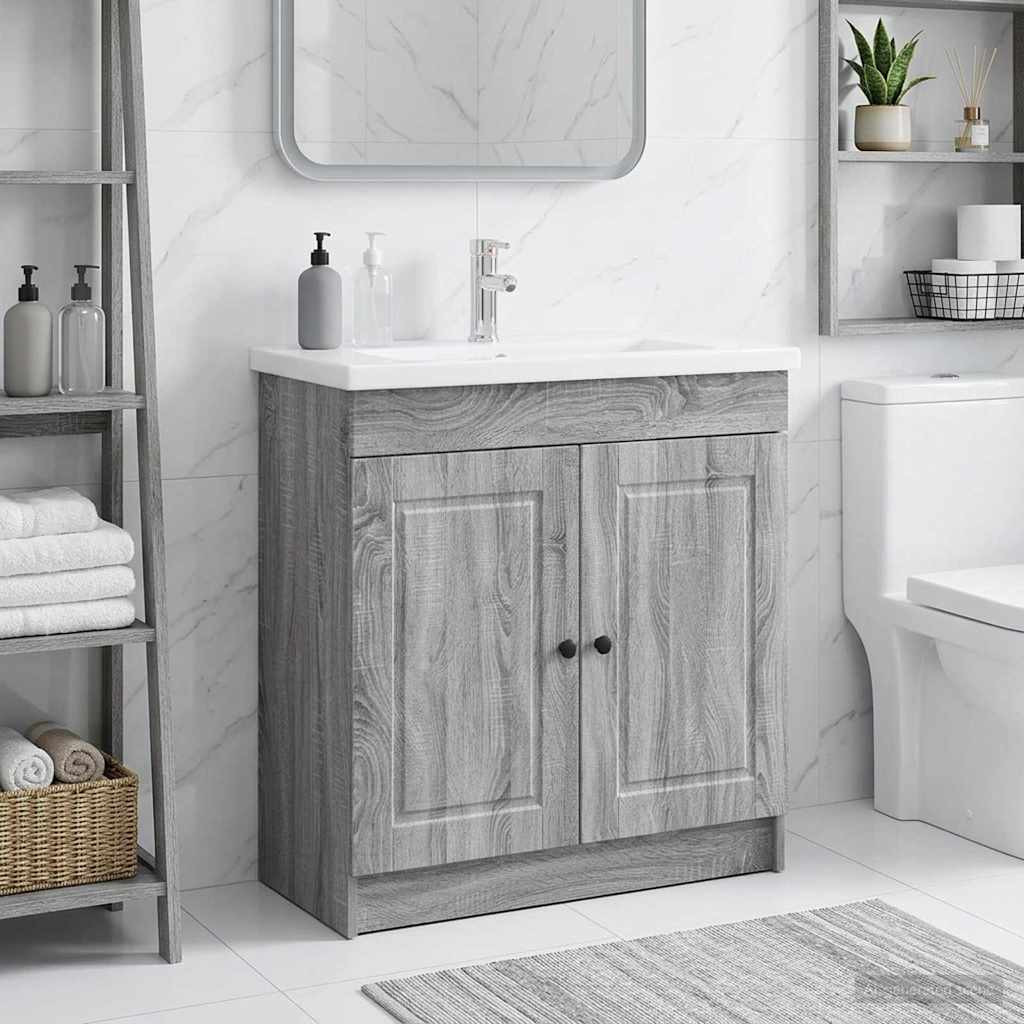 vidaXL Unter dem Waschbecken Badschrank Grau Sonoma
