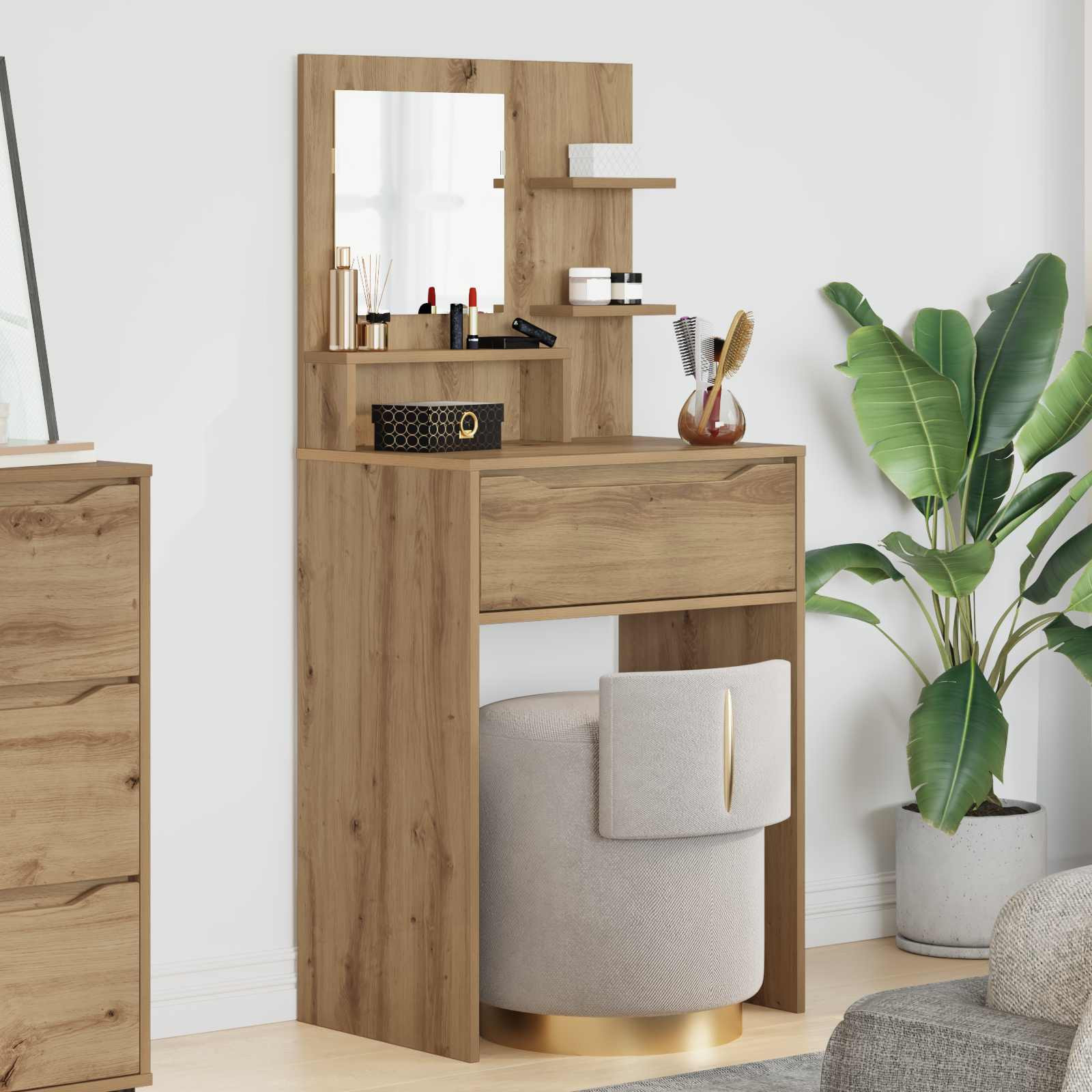 vidaXL Schlafzimmer-Frisiertische Artisan-Eiche 80 x 39,6 x 135 cm