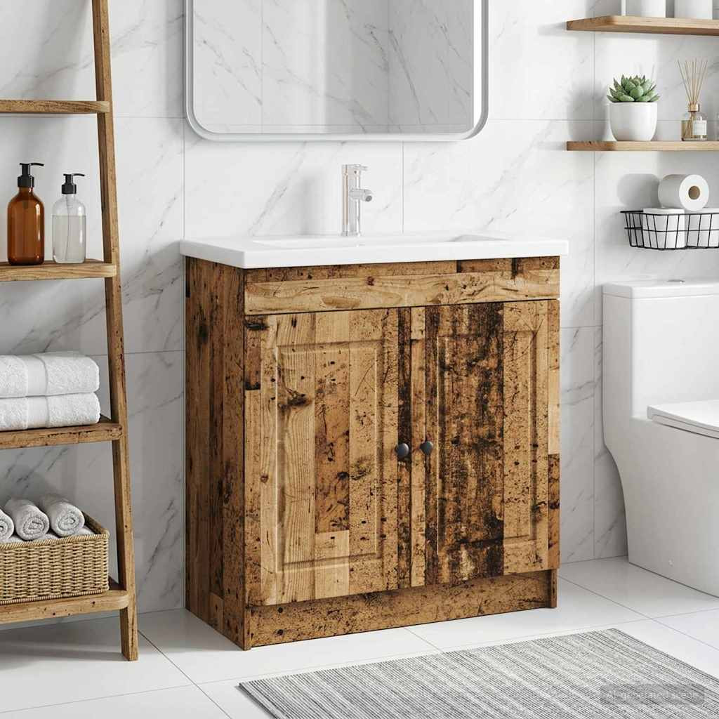 vidaXL Unter dem Waschbecken Badschrank Altholz 78,5 x 37,5 x 81 cm