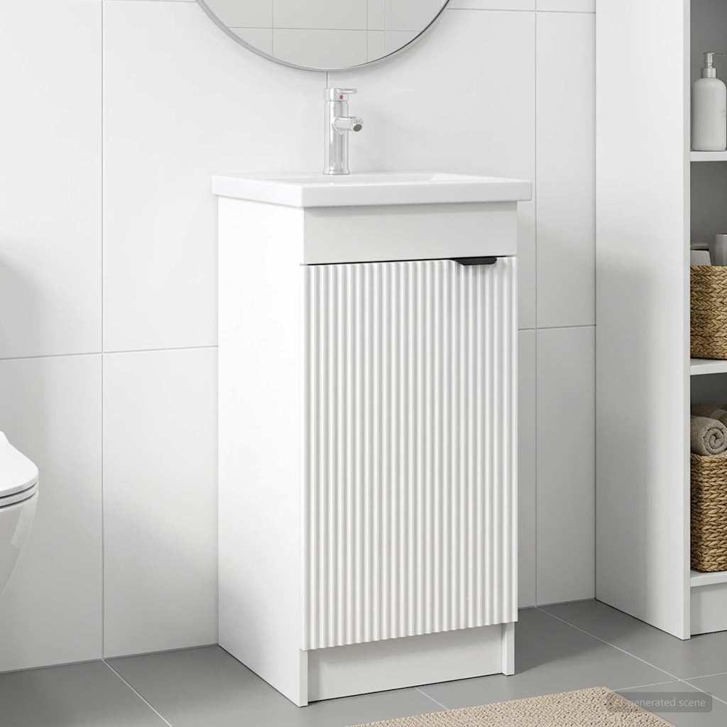 vidaXL Badezimmerschrank mit Waschbecken Weiß 42 x 40 x 84,5 cm