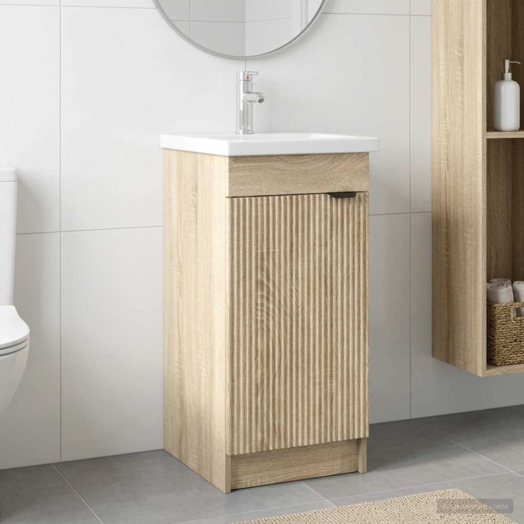 vidaXL Badezimmerschrank mit Waschbecken Sonoma-Eiche