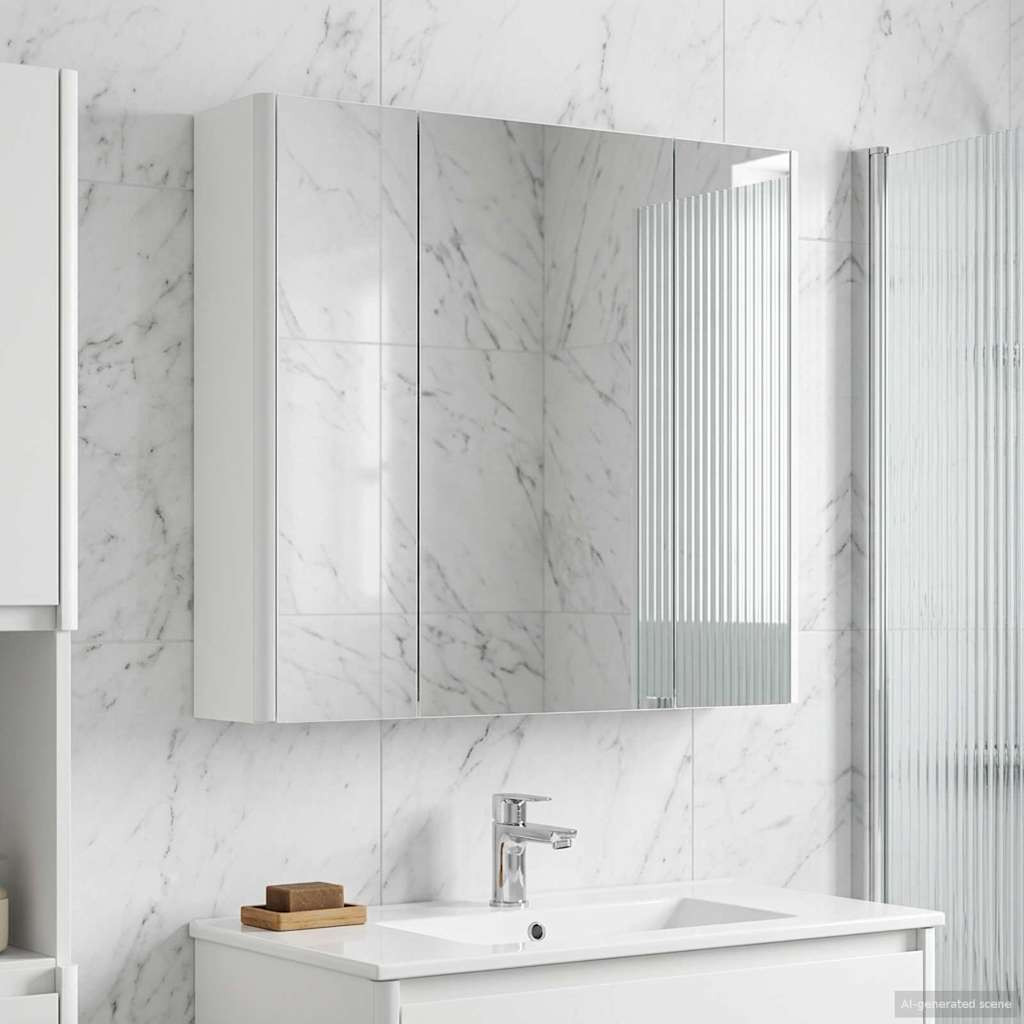 vidaXL Badezimmerspiegelschrank Weiß 63,5 x 15,5 x 60,5 cm