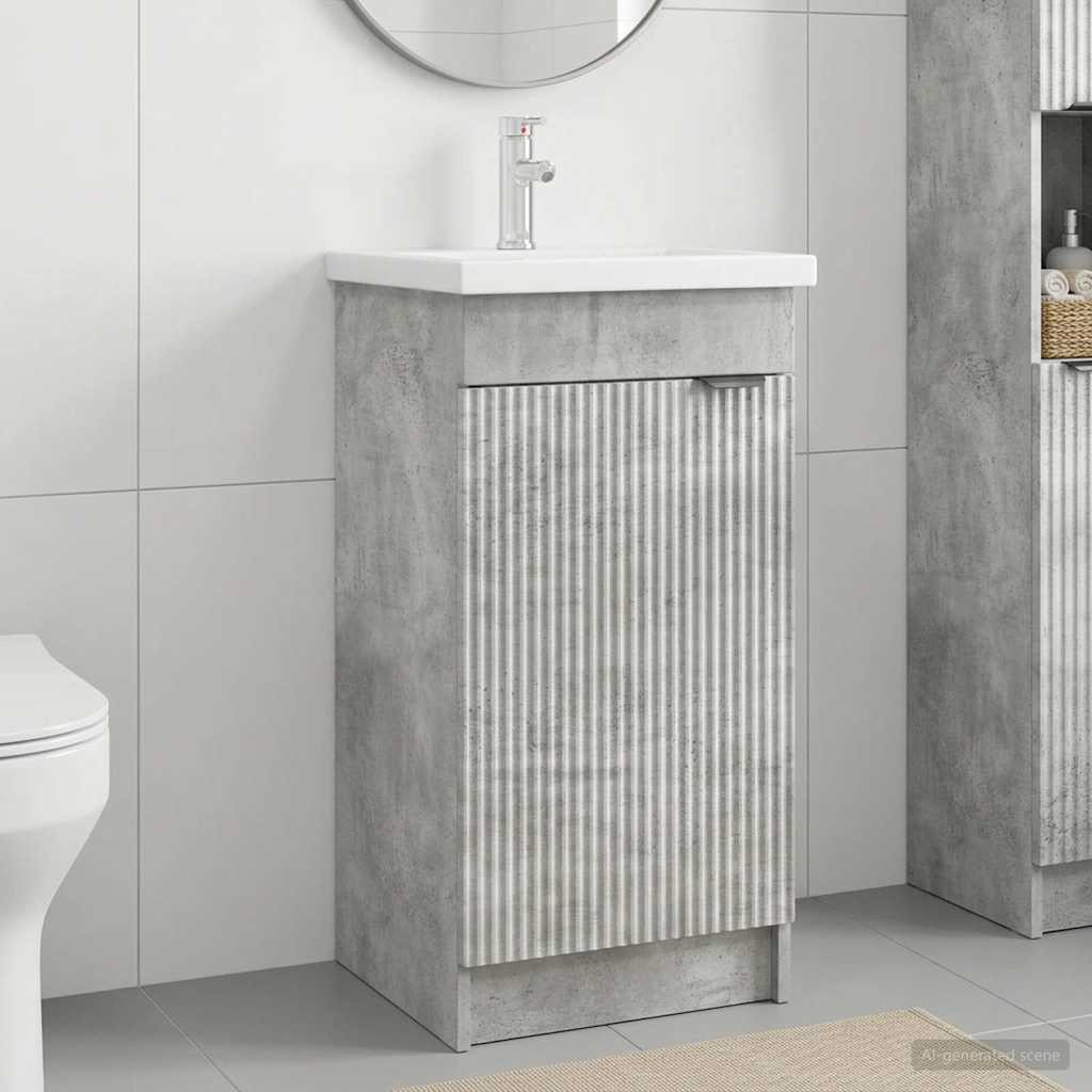 vidaXL Badezimmerschrank mit Waschbecken Betongrau 42 x 40 x 84,5 cm