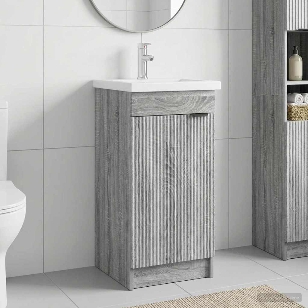 vidaXL Badezimmerschrank mit Waschbecken Grau Sonoma 42 x 40 x 84,5 cm