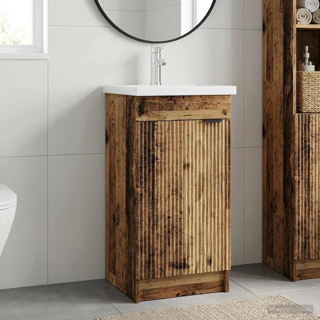 vidaXL Badezimmerschrank mit Waschbecken Altholz 42 x 40 x 84,5 cm