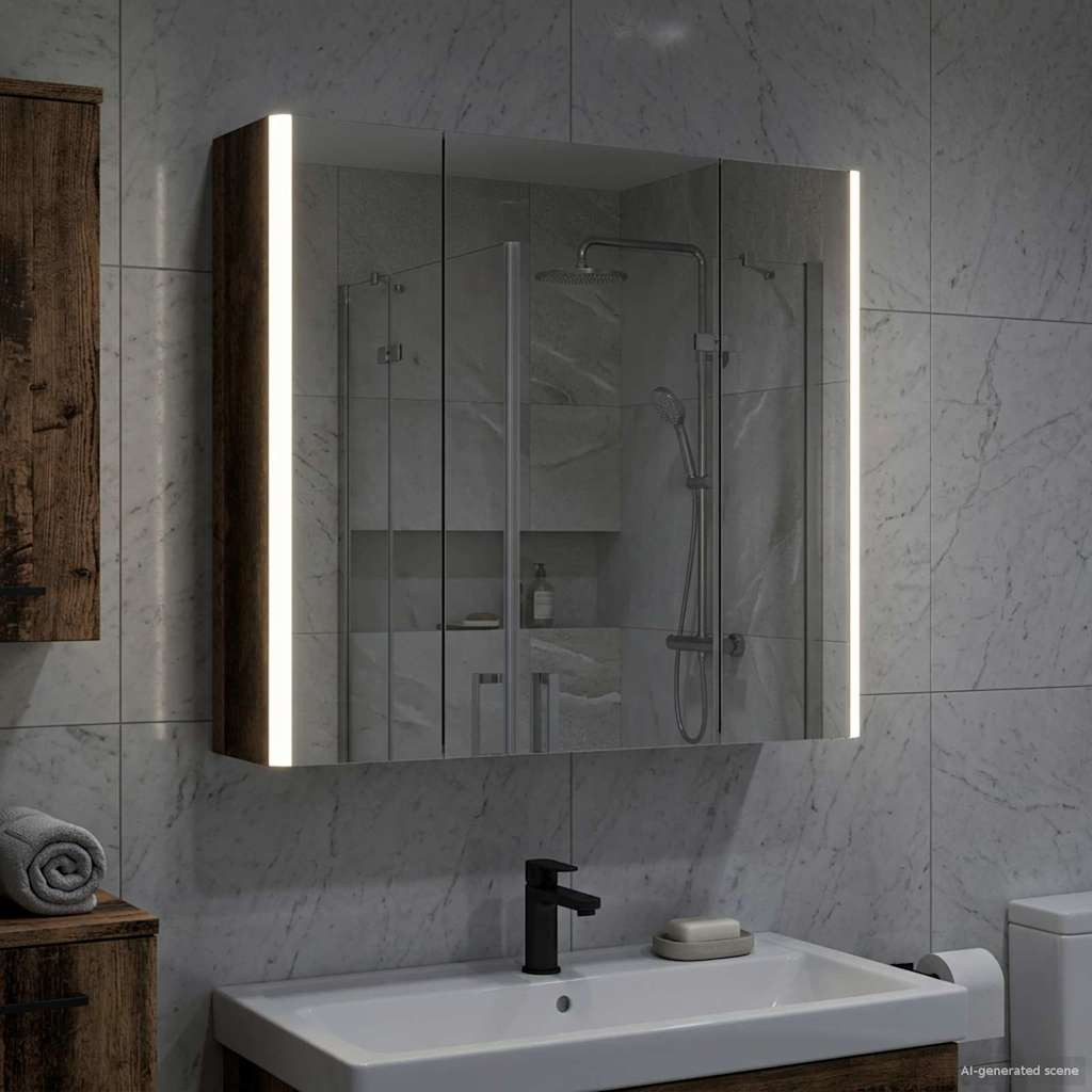 vidaXL Badezimmerspiegelschrank Altholz 63,5 x 15,5 x 60,5 cm