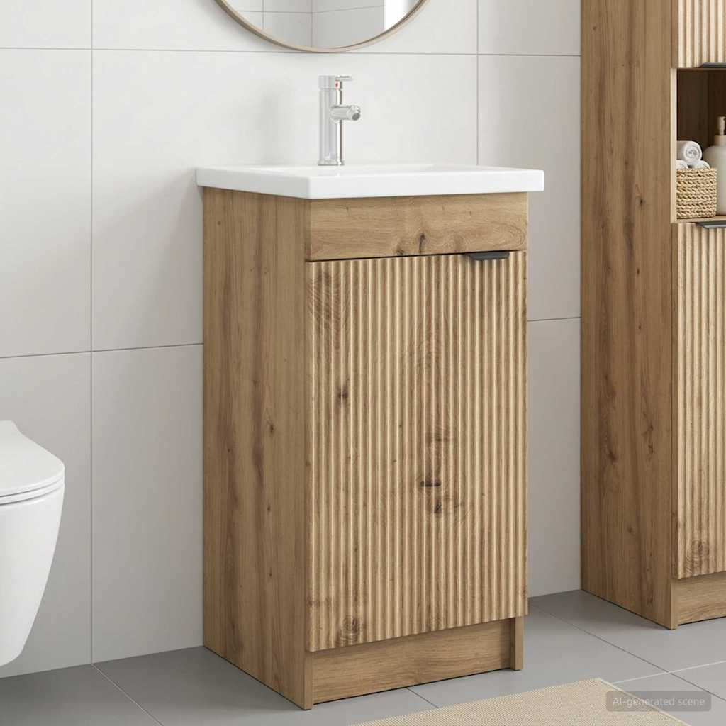 vidaXL Badezimmerschrank mit Waschbecken Artisan-Eiche