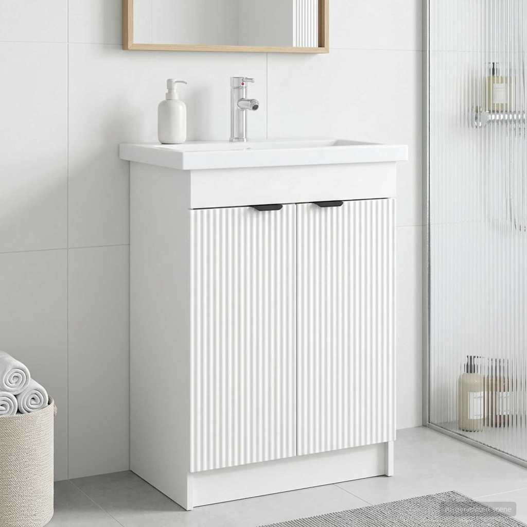 vidaXL Unter dem Waschbecken Badschrank Weiß 56 x 37,5 x 81 cm