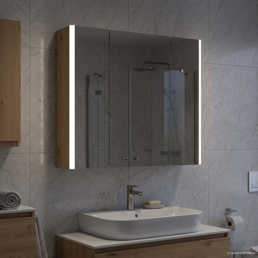 vidaXL Badezimmerspiegelschrank Kunsthandwerk Eiche