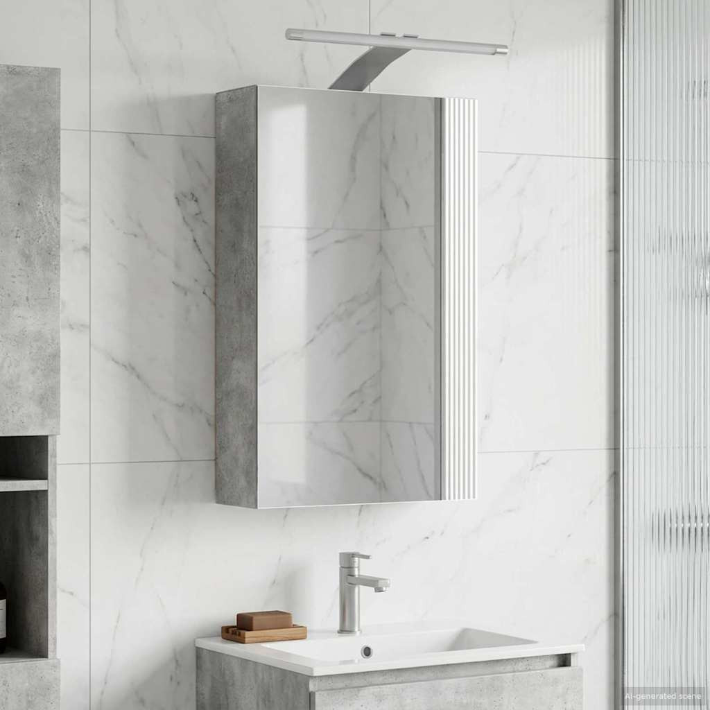 vidaXL Badezimmerspiegelschrank mit Regal Beton Grau 30 x 10,5 x 50 cm