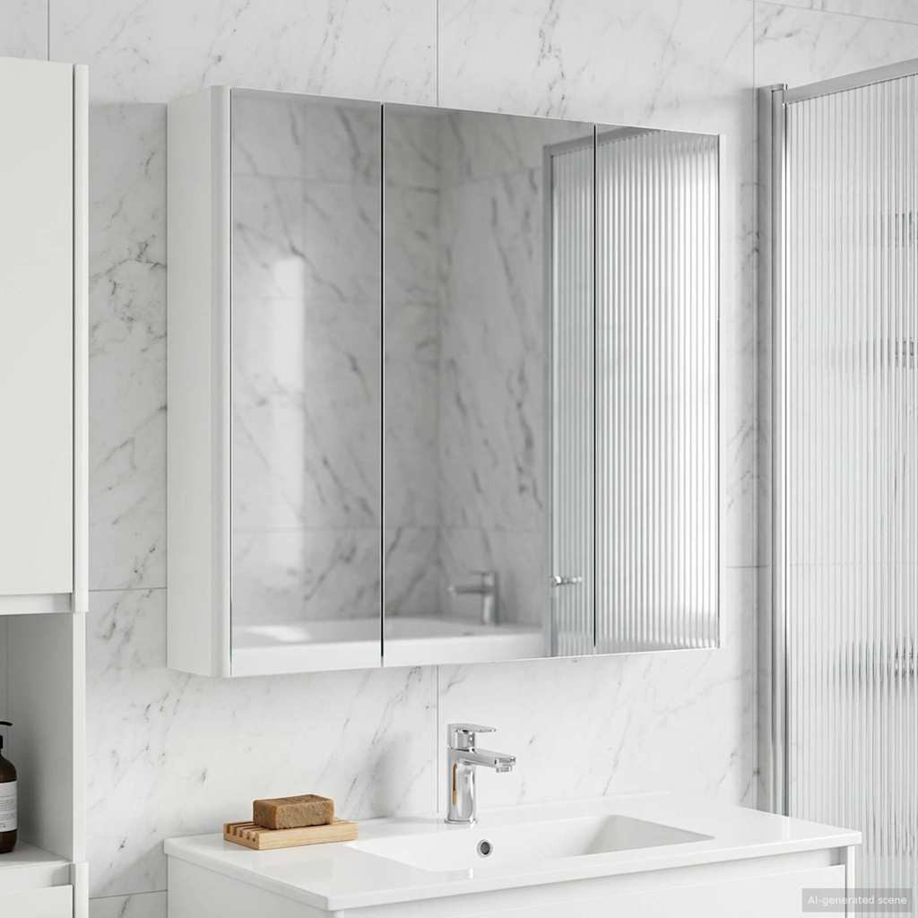 vidaXL Badezimmerspiegelschrank Weiß 73,5 x 15,5 x 70 cm Holzwerkstoff