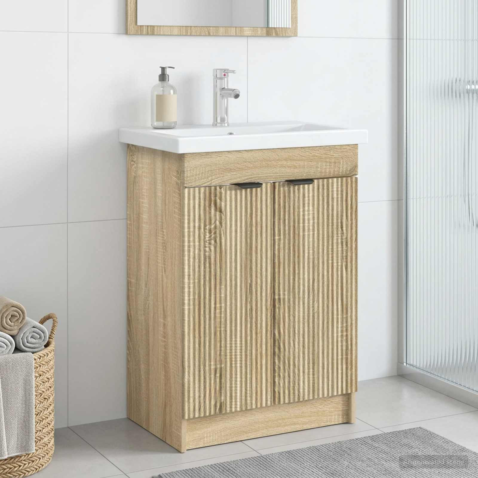 vidaXL Unter dem Waschbecken Badschrank Sonoma-Eiche 56 x 37,5 x 81 cm