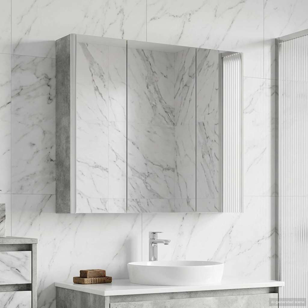 vidaXL Badezimmerspiegelschrank Beton Grau 73,5 x 15,5 x 70 cm