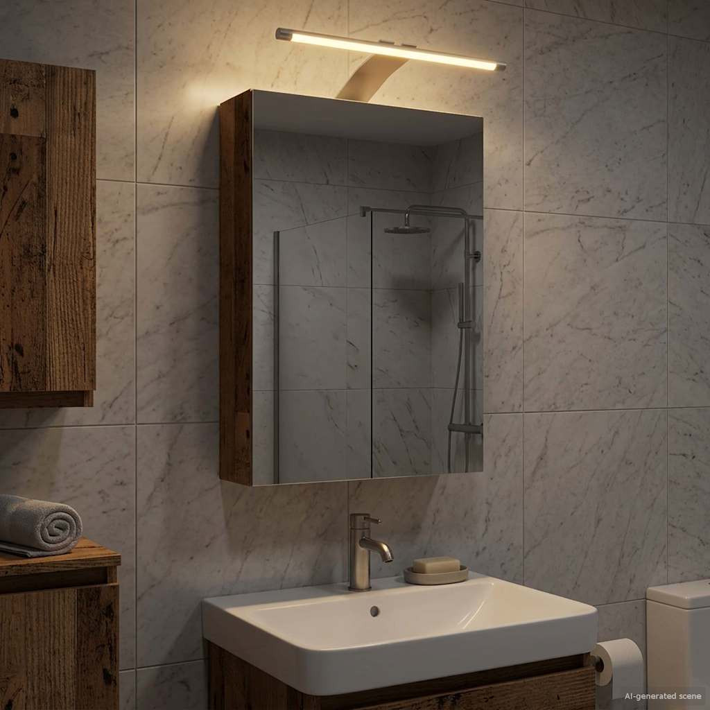 vidaXL Badezimmerspiegelschrank mit Regal Altholz 30 x 10,5 x 50 cm