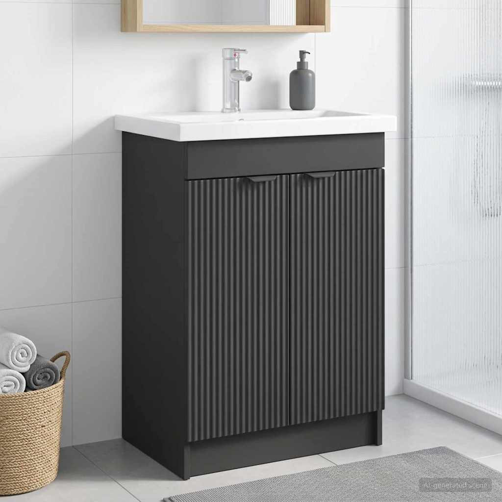 vidaXL Unter dem Waschbecken Badschrank Schwarz 78,5 x 37,5 x 81 cm