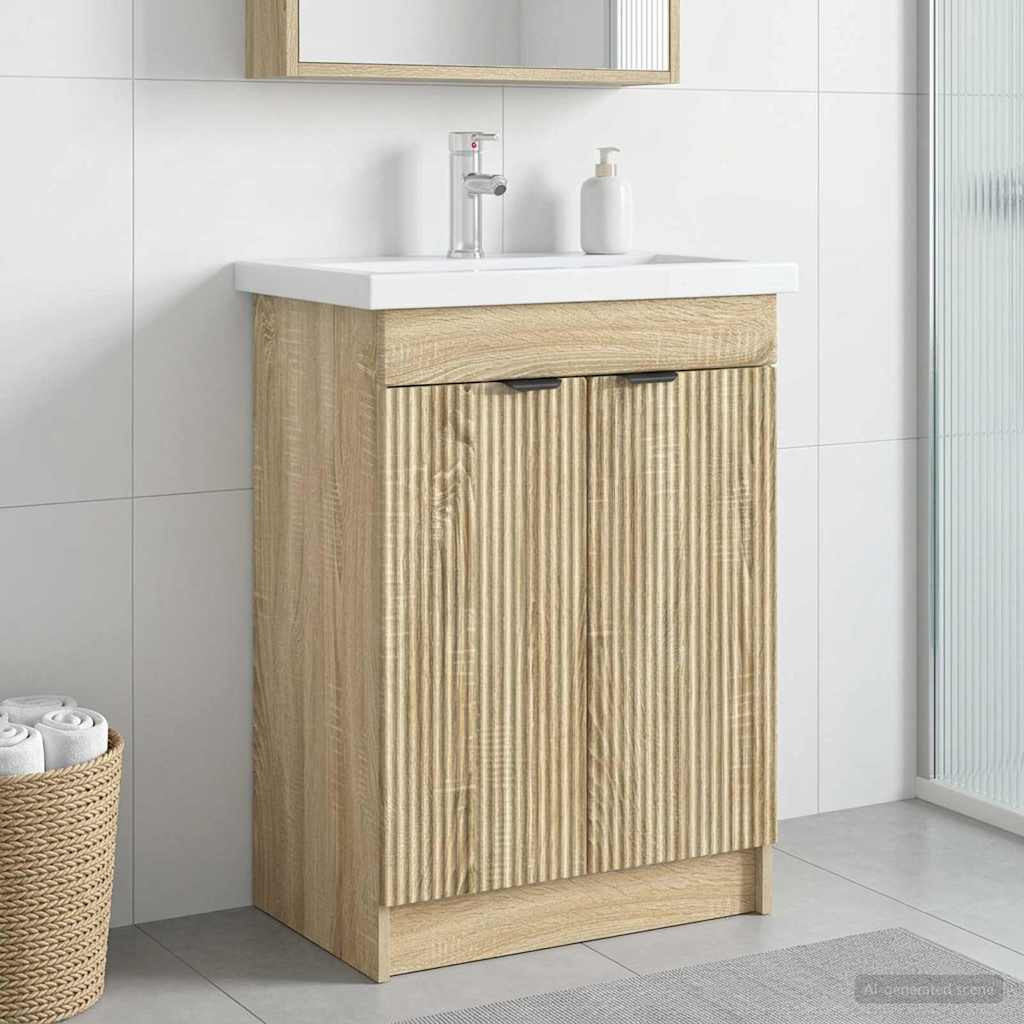 vidaXL Unter dem Waschbecken Badschrank Sonoma-Eiche