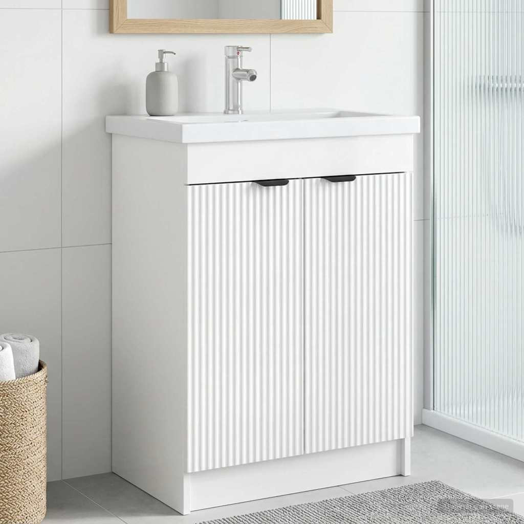vidaXL Unter dem Waschbecken Badschrank Hochglanz Weiß