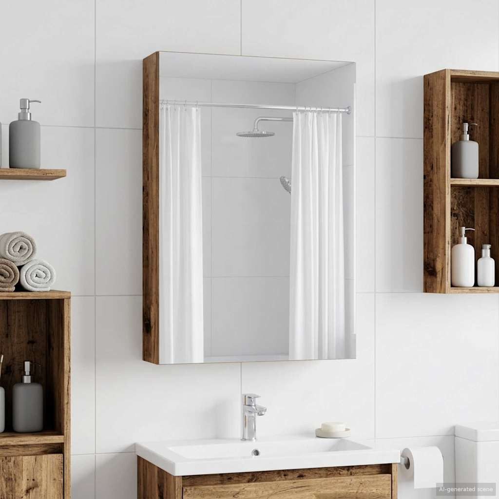 vidaXL Badezimmerspiegelschrank mit Regal Altholz 40 x 10,5 x 60,5 cm