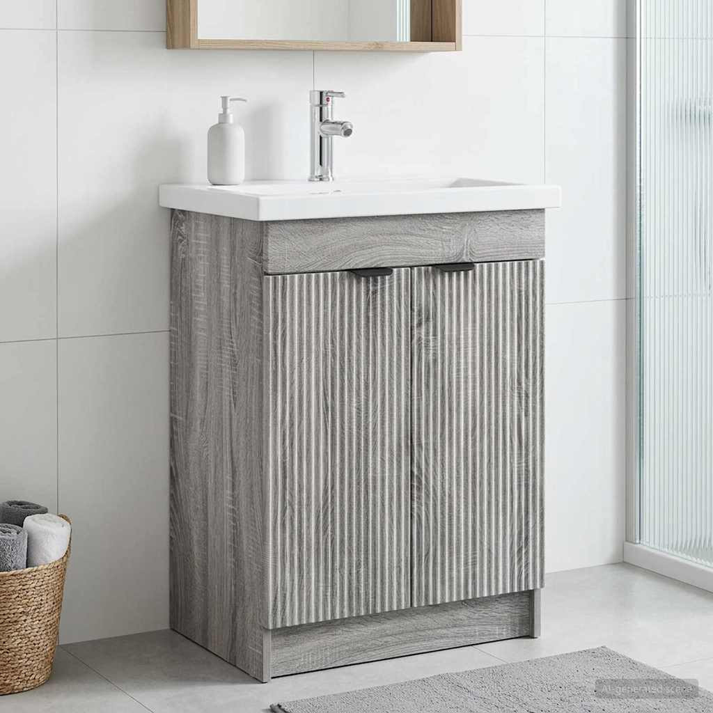 vidaXL Unter dem Waschbecken Badschrank Grau Sonoma