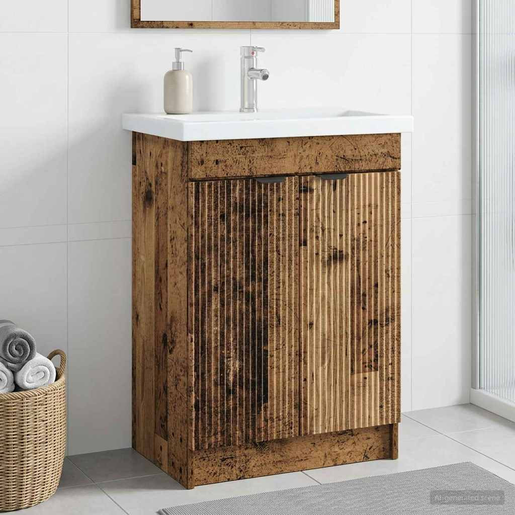 vidaXL Unter dem Waschbecken Badschrank Altholz 78,5 x 37,5 x 81 cm