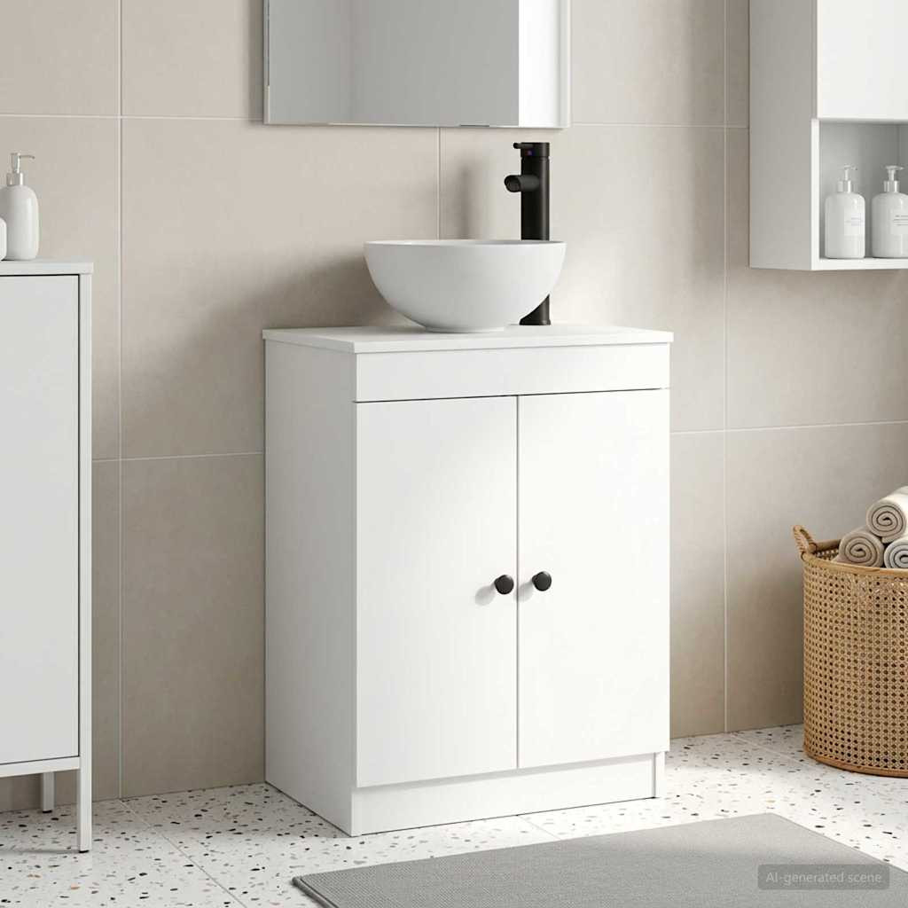 vidaXL Badezimmerschrank mit Waschbecken Weiß 54 x 35 x 83 cm