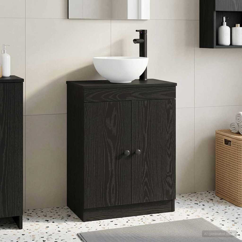 vidaXL Badezimmerschrank mit Waschbecken Schwarz 54 x 35 x 83 cm