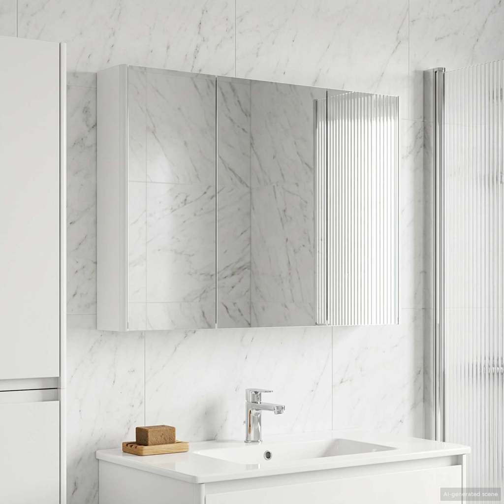 vidaXL Badezimmerspiegelschrank Weiß 103,5 x 15,5 x 70 cm