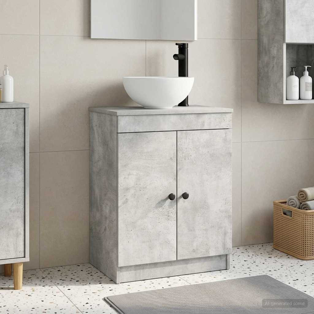 vidaXL Badezimmerschrank mit Waschbecken Betongrau 54 x 35 x 83 cm