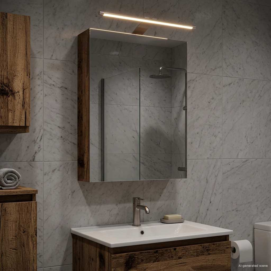 vidaXL Badezimmerspiegelschrank mit Regal Altholz 40 x 10,5 x 60,5 cm