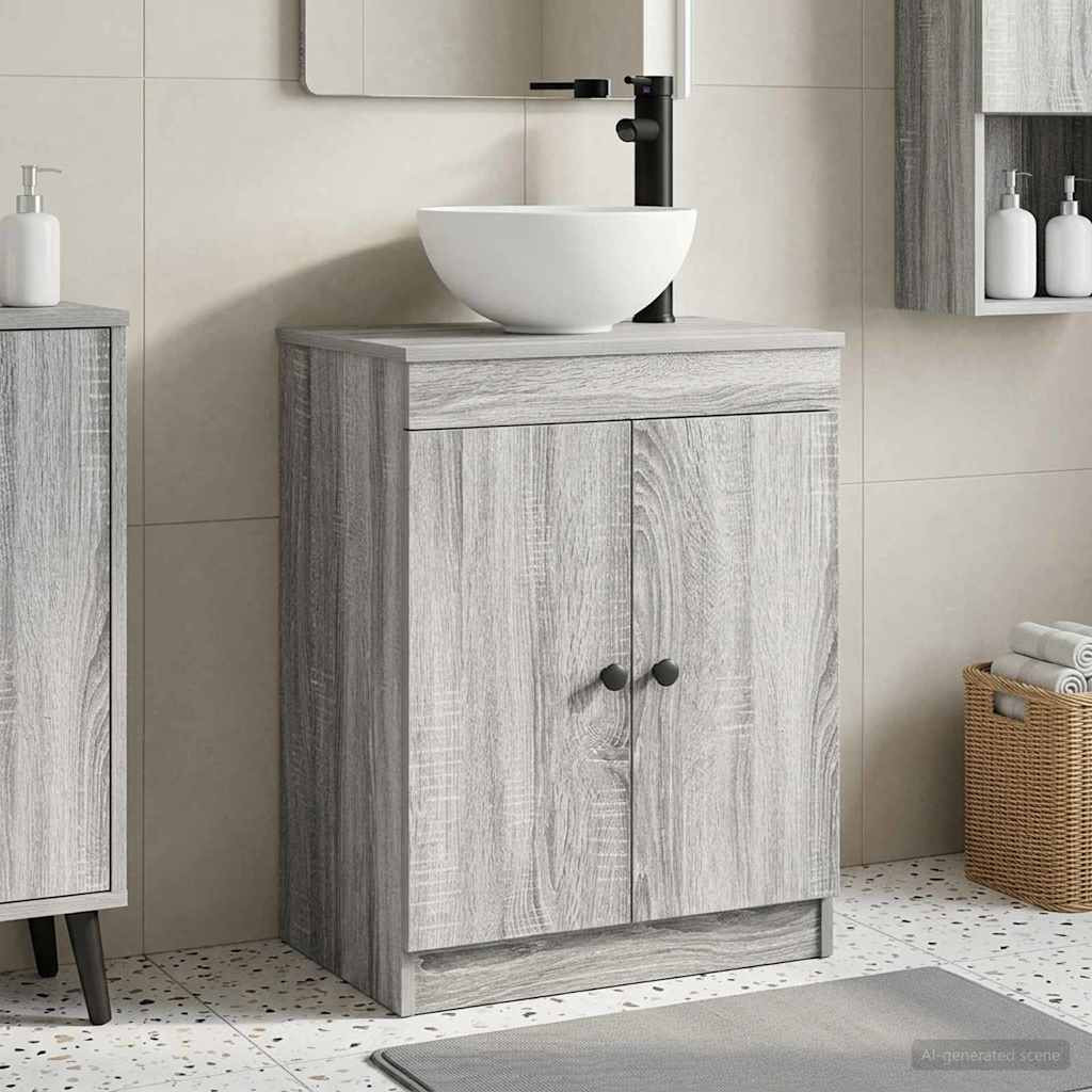 vidaXL Badezimmerschrank mit Waschbecken Grau Sonoma 54 x 35 x 83 cm