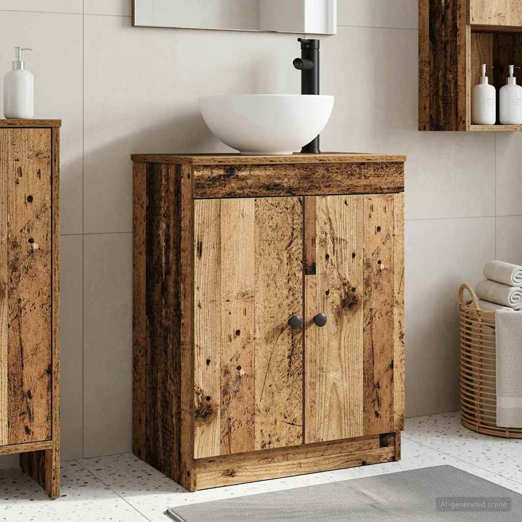 vidaXL Badezimmerschrank mit Waschbecken Altholz 54 x 35 x 83 cm