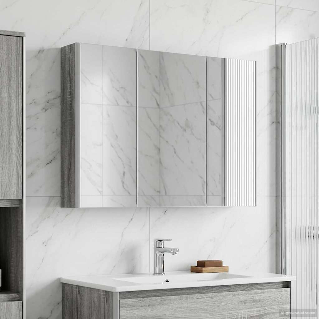 vidaXL Badezimmerspiegelschrank Graues Sonoma 103,5 x 15,5 x 70 cm