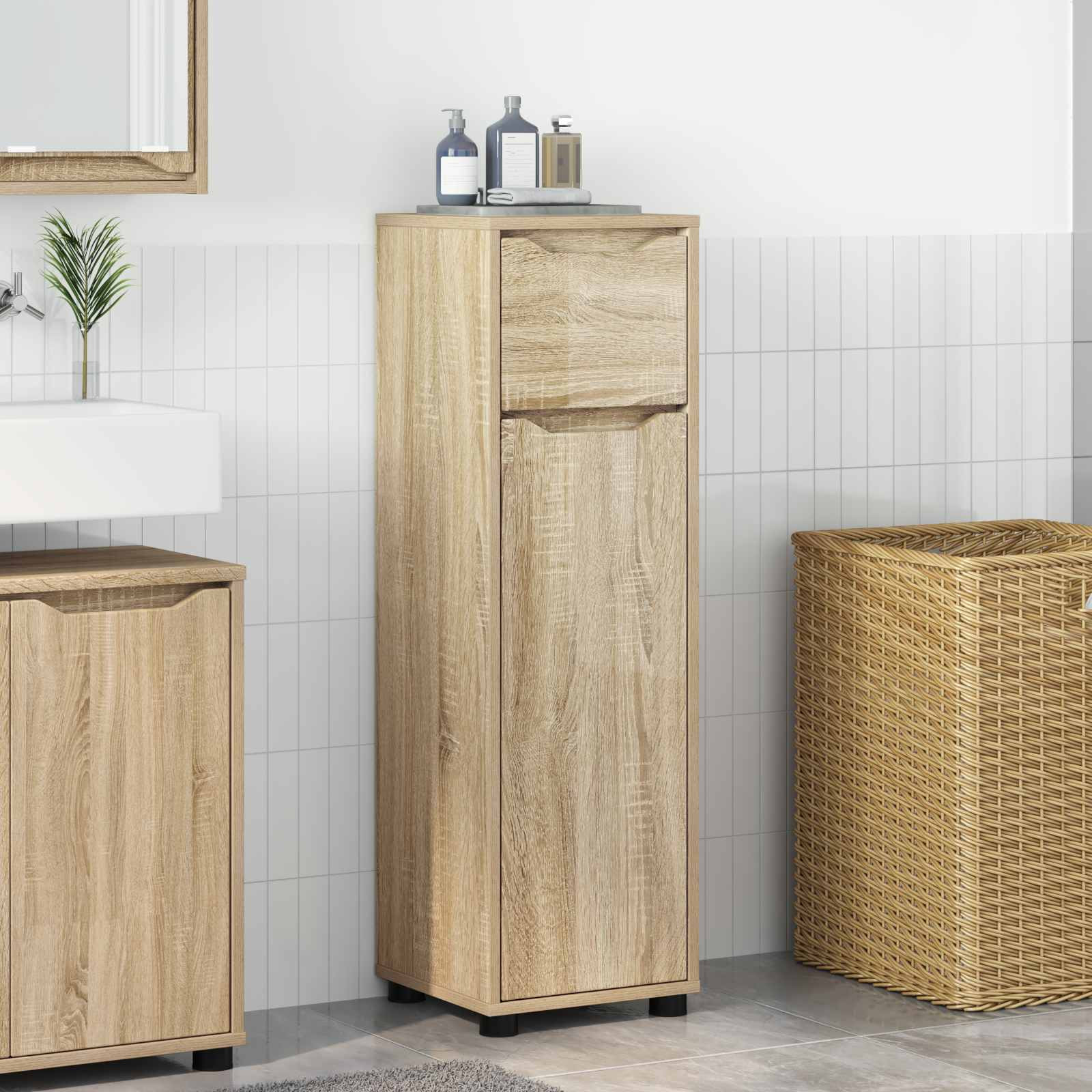 vidaXL Badezimmerschrank Sonoma-Eiche 30,5 x 30 x 101 cm Holzwerkstoff