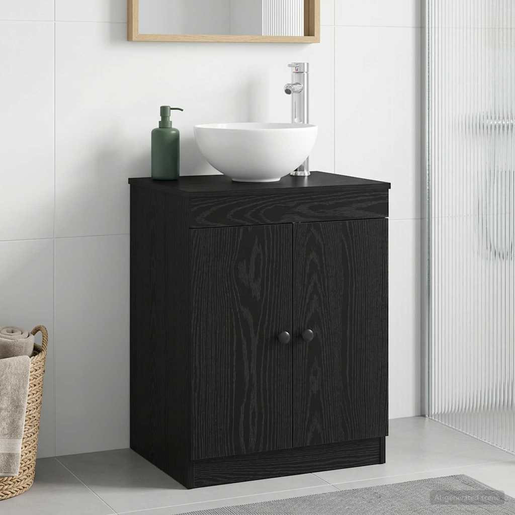 vidaXL Badezimmerschrank Schwarz 54 x 41 x 70 cm Holzwerkstoff