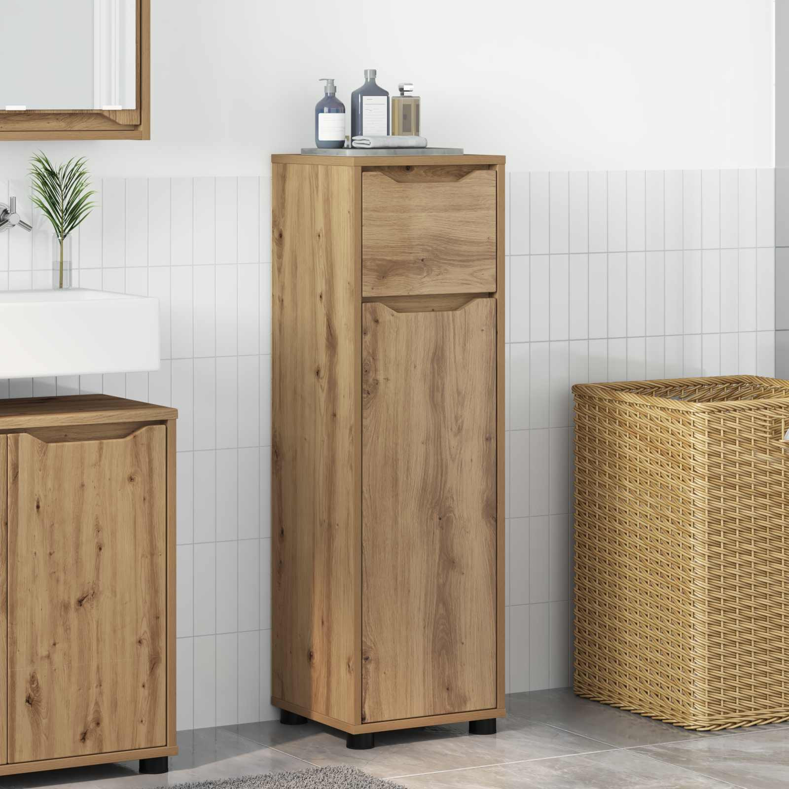 vidaXL Badezimmerschrank Artisan-Eiche 30,5 x 30 x 101 cm
