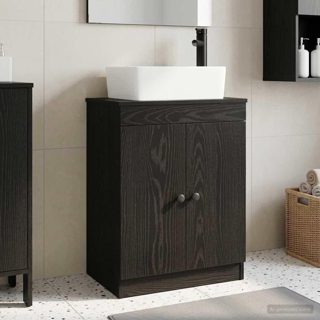 vidaXL Badezimmerschrank mit Waschbecken Schwarz 54 x 35 x 83 cm