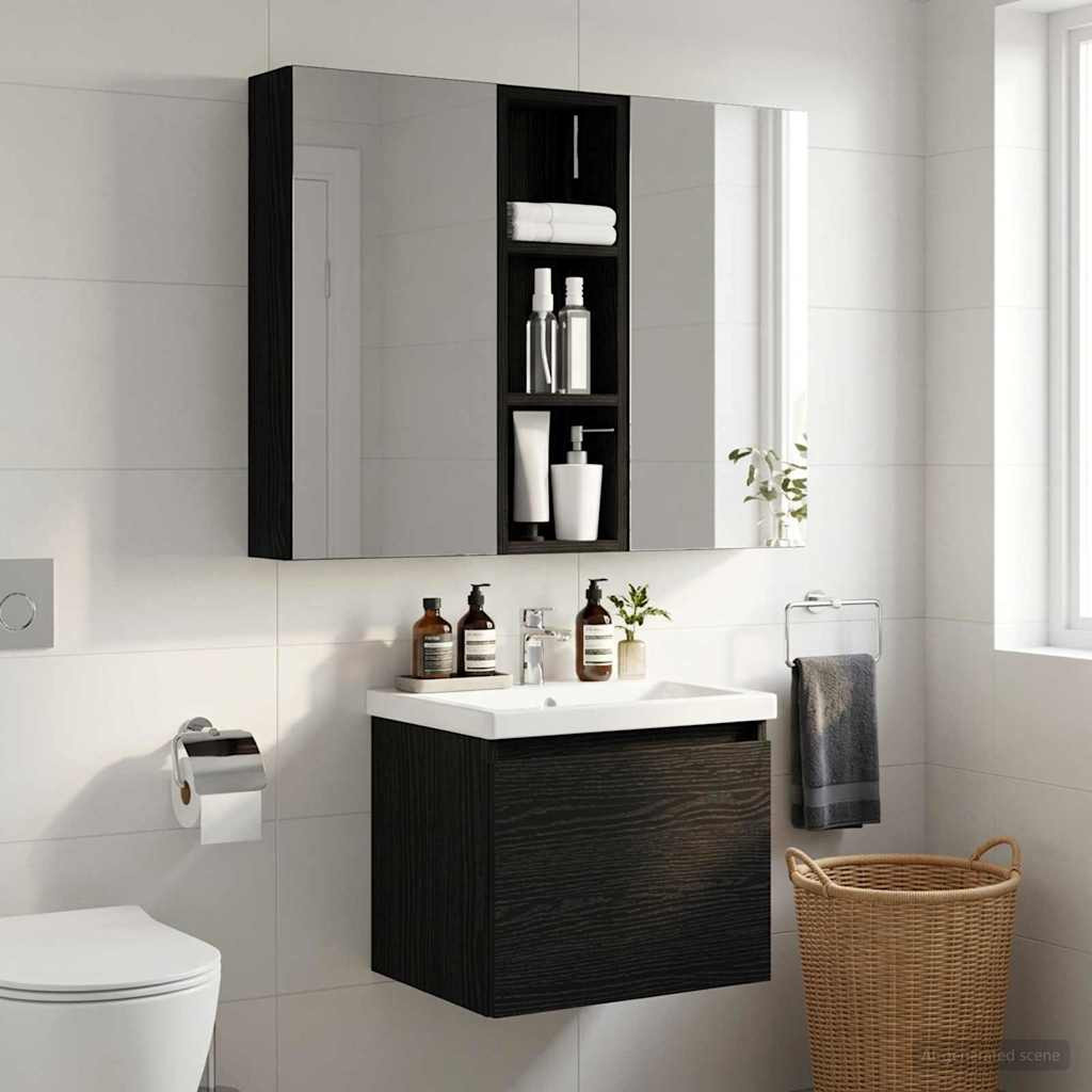 vidaXL Badezimmer-Wandschrank Schwarze Eiche 20 x 10 x 60,5 cm